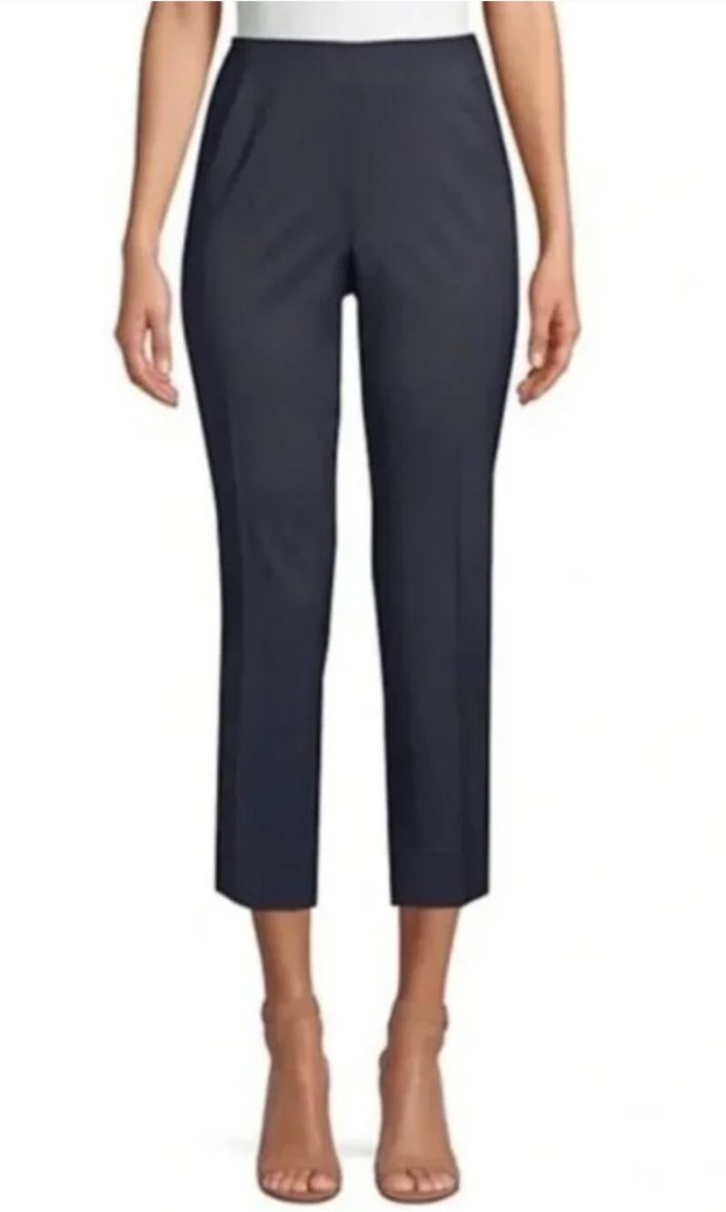 Lafayette 148 New York Stanton Cropped Pants in Navy Blue Size 12